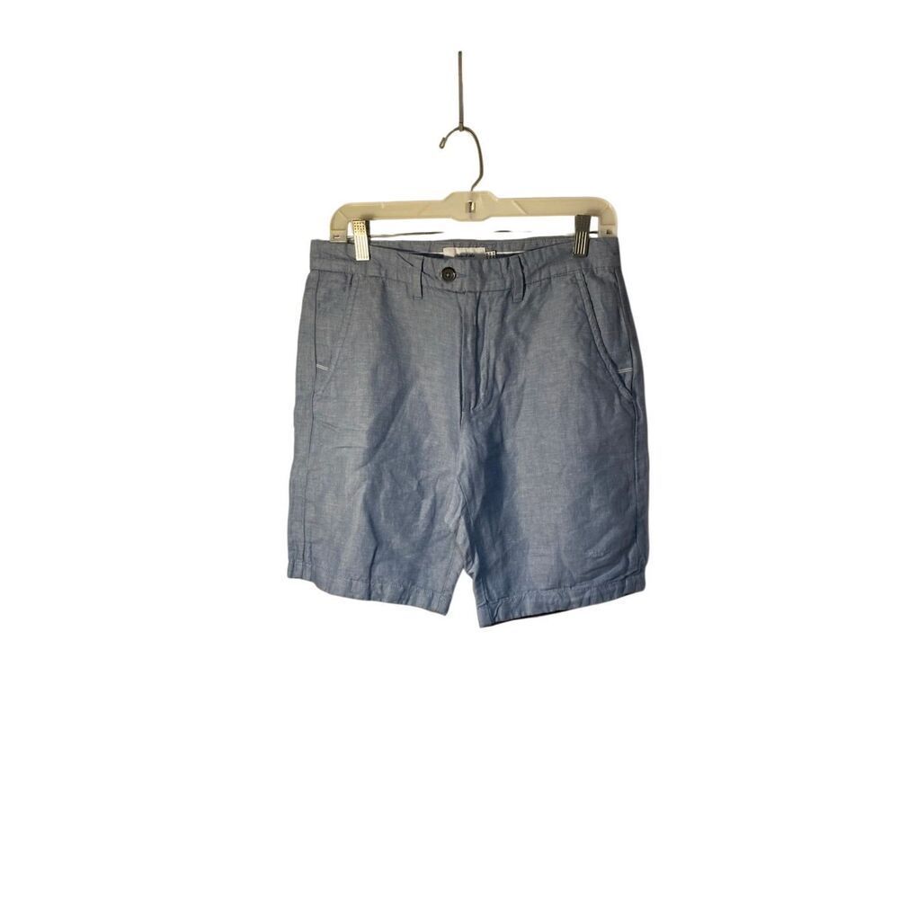 Porter & ash men’s blue 100% linen, flat front shorts 30